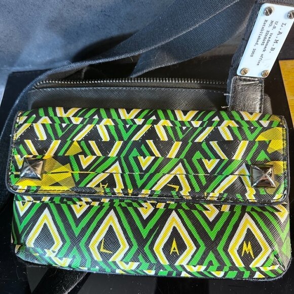 L.A.M.B Bag Green EUC Authentic Handbag Pocketbook Crossbody Tribal African Art - Picture 10 of 13